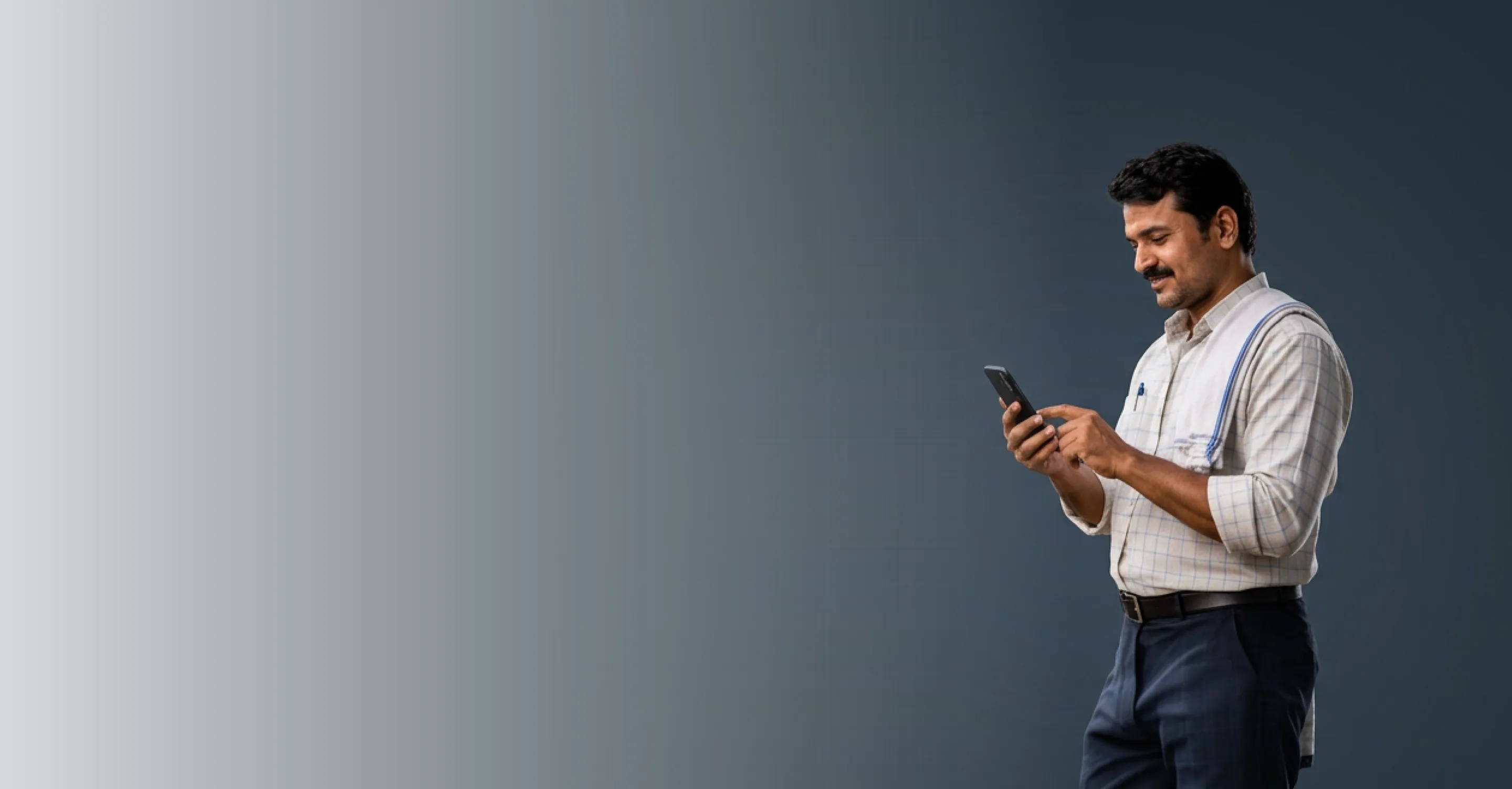 Everest Dost partner checking the app on his phone