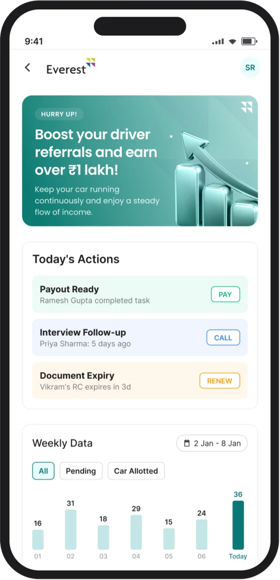 Everest Dost app with referral payouts and follow-ups